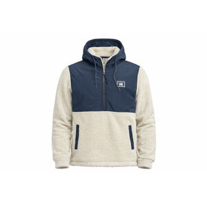 Hurley Men's Long Sleeve Half Zip Sherpa Anorak Hoodie Cream/Blue Sz S